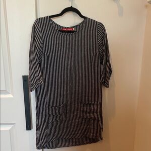 Navy Striped Pyne & Smith Linen Dress